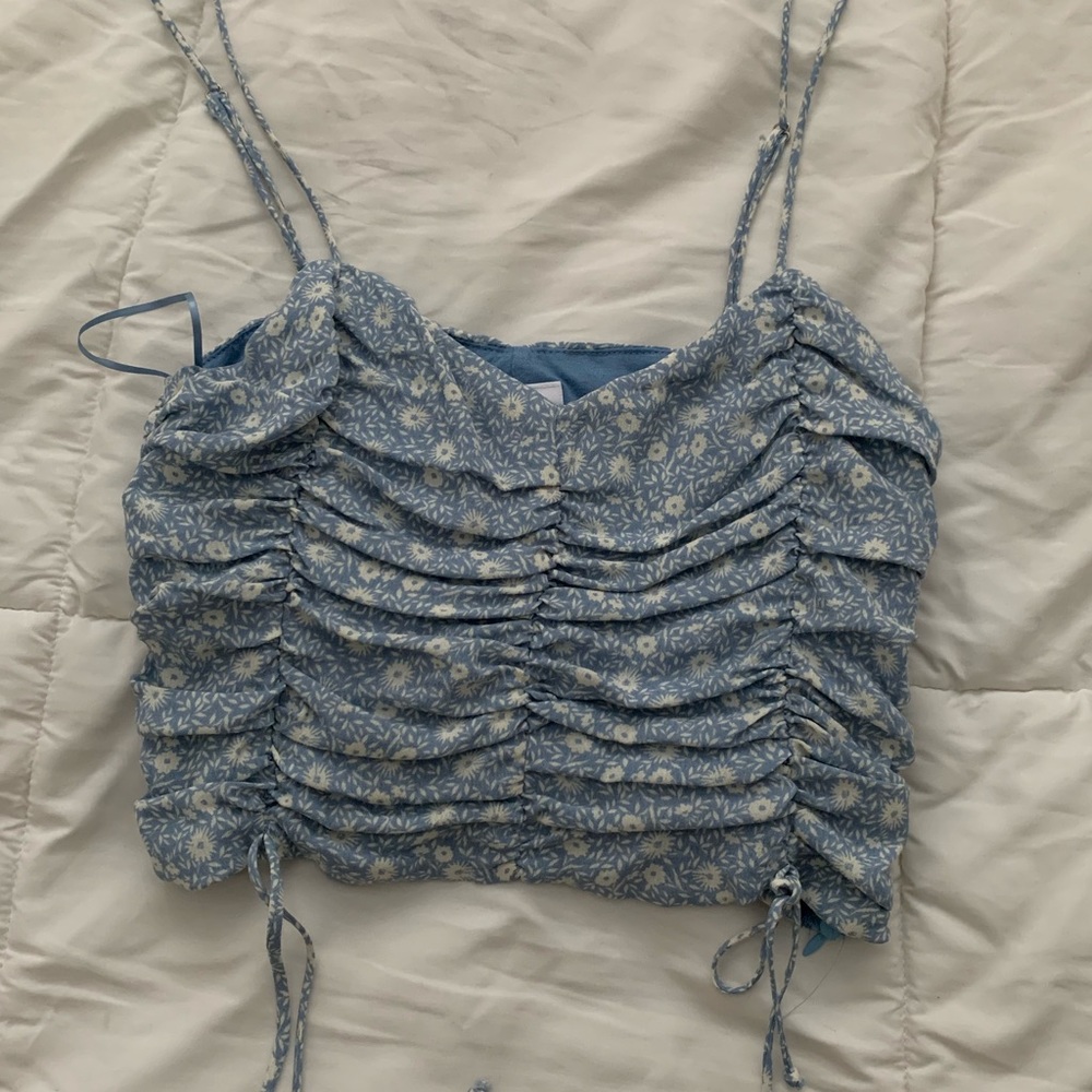 Blue & White Floral Top